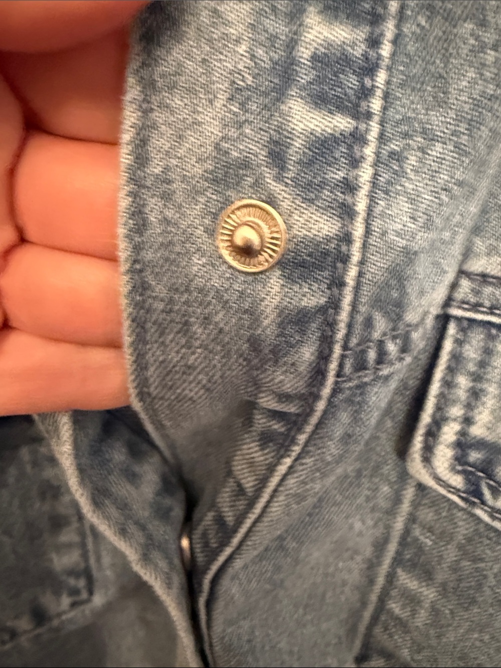 Jean Jacket XL cropped Oversized Scalloped Snap Front Shacket Light - Picture 5 of 10